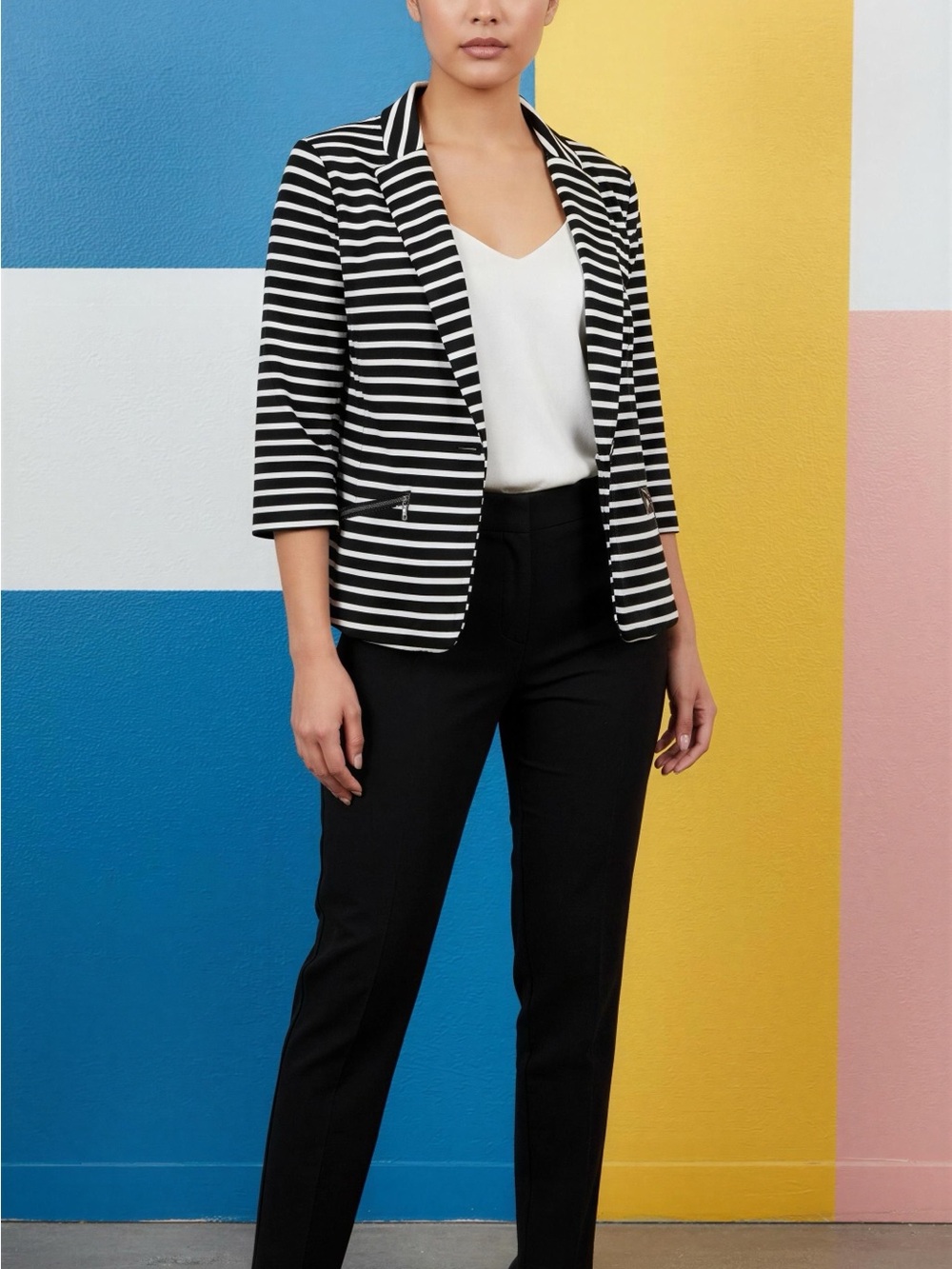 Striped Black & White Women’s Blazer